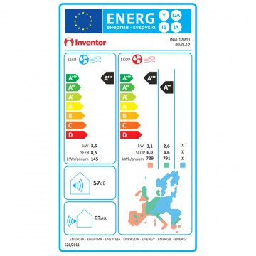 Inventor Intellia INVI-12WFI/INVO-12 Κλιματιστικό Inverter 12000 BTU A+++/A+++ με Ιονιστή και Wi-Fi